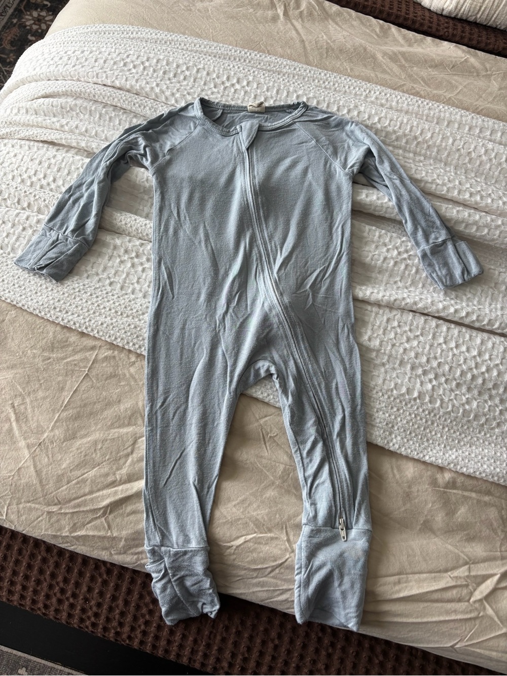 Light Blue Zipper Footed One-Piece for Kids